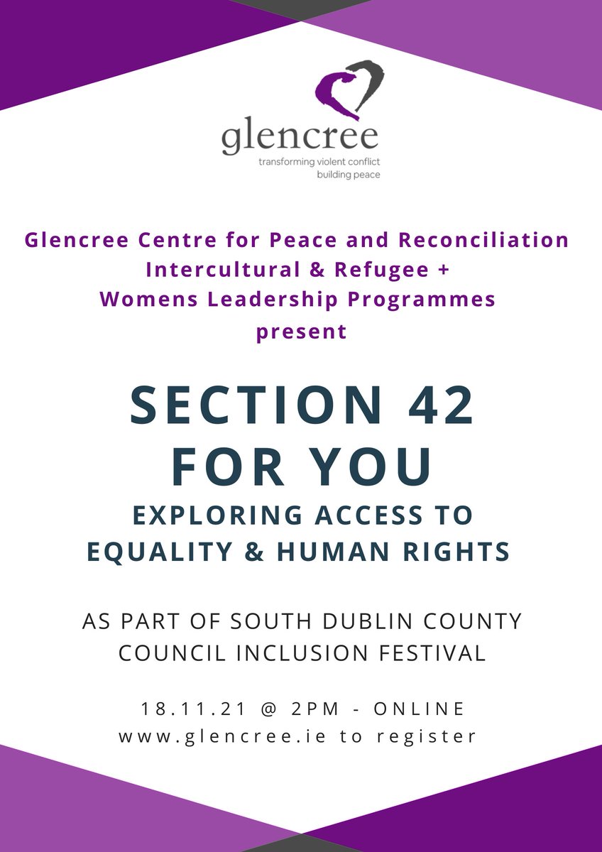 GlencreeCentre's tweet photo. How can Section 42 be used to promote access to equality?
Join Glencree w/ @DCU's Bashir Otukoya, Selina Bonnie @sdublincoco & Joy-Tendai Kangere @riainetwork & contribute to this conversation. Info & register on: https://t.co/tcgwCXdRH7
@Bash_Rich
#glencree4peace #section42 https://t.co/HGMWe5SUNb