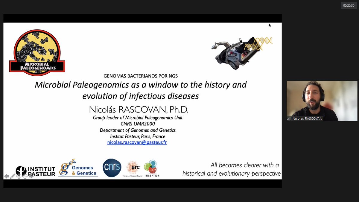 Cerramos la segunda semana del curso
#AGB2021 con un invitado de lujo. Paleogenómica microbiana, con un poco de jurassic park y volver al futuro por <a href="/NRascovan/">Nico Rascovan</a>.