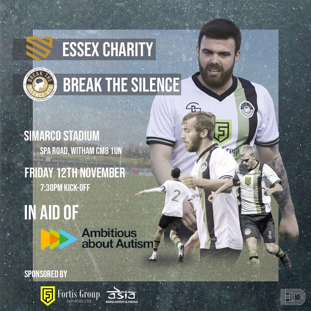 BTSUTD1's tweet photo. Game day ⚽️⚽️ if you’re stuck with nothing to do head on down to witham fc for some charity football 💛🖤🤍 https://t.co/jUih8nRU1W