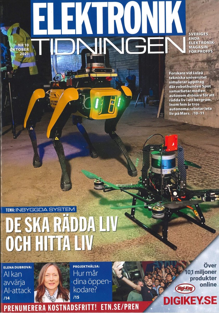 geonikolak's tweet photo. Our work on Autonomous Robotics in collaboration with JPL/NASA is featured in the front page of Elektronik Tidnigen. #Autonomy #Space #planetaryexploration #spaceautonomy #Ai #robotics https://t.co/hpnzae71jY