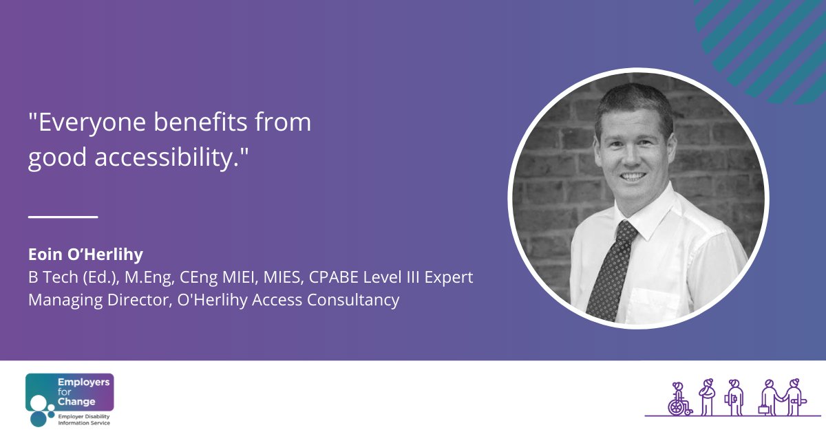 EmployforChange's tweet photo. "Everyone benefits from good accessibility," says Eoin O Herlihy, MD, @OHAC2  speaking at today's seminar on creating #disabilityconfident &amp; #inclusive #workplaces. #UniversalDesign #EmployersforChange https://t.co/07exxPLb0I