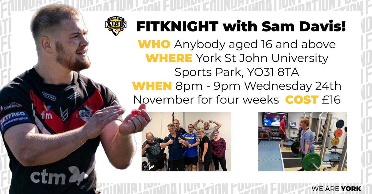yorkrlfcfound's tweet photo. FitKnight is back with a new 4-week block!

Due to popular demand, we are delighted to announce the return of our successful health &amp; fitness programme that has helped dozens of people achieve their goal of leading a healthier lifestyle.

🌐 To book https://t.co/5KJO3HQRYP ⚔️ https://t.co/T3XbvmvgOH