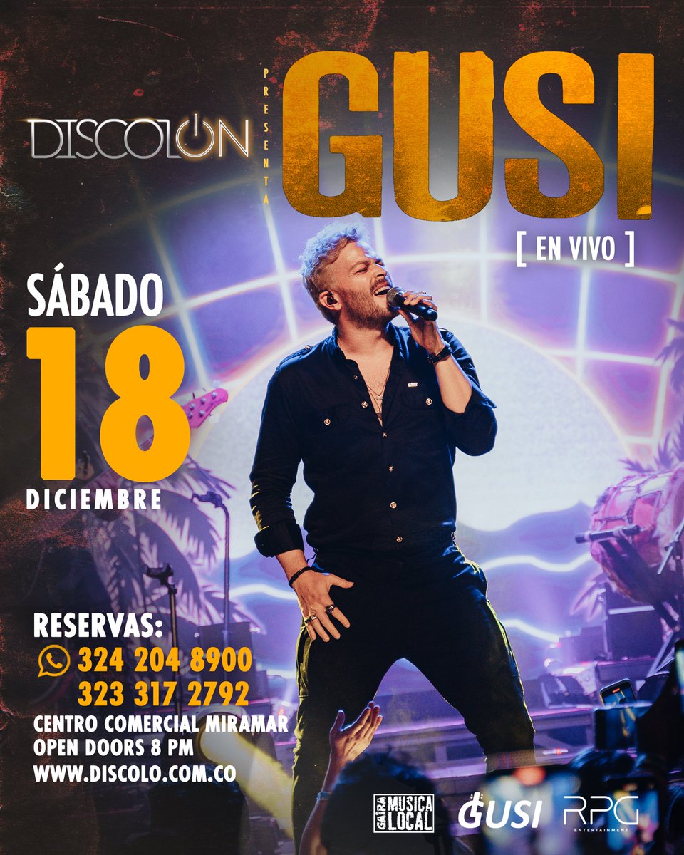 gusi's tweet photo. BARRANQUILLA, me da mucha alegría contarles que nos vemos este 18 de diciembre! @discolobaq 🎫🎫🎫 aquí https://t.co/ldkRjRmaKq https://t.co/FR9PAiFxWB