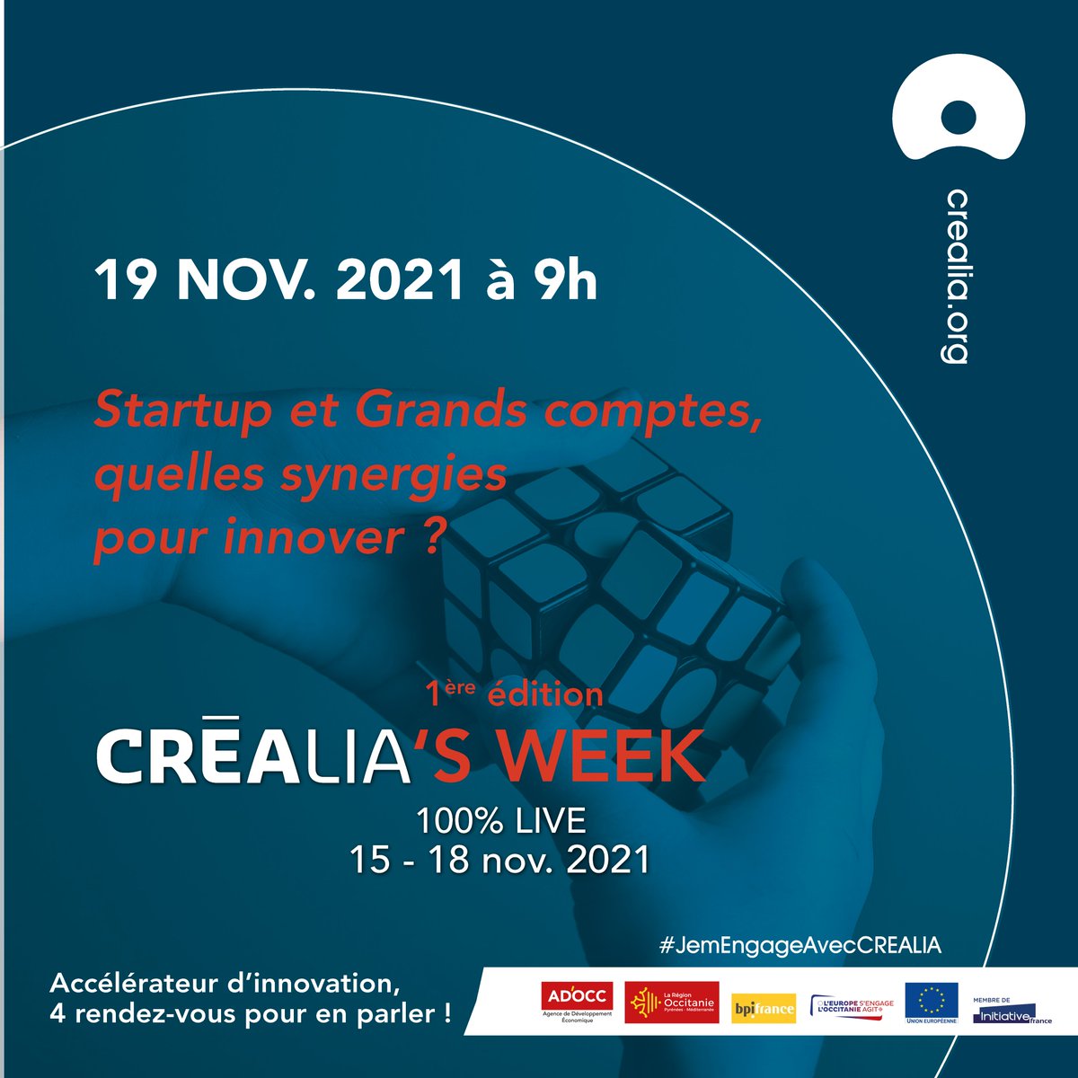 ANYWAVES_'s tweet photo. 🔔 Reminder 🔔
This week is #CREALIAsWeek! Our CEO awaits you online this Friday to share his experience &amp; give tips on how SMEs can collaborate with big companies. 
Don't miss this! Go and register on https://t.co/7VW5pbxiIM
[ event in 🇫🇷 hosted by @PrixCils for @CREALIAocc ] https://t.co/qhMusBfEzQ
