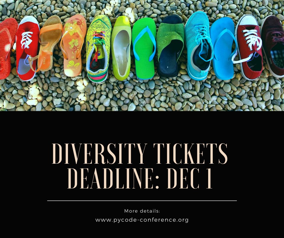 pycode_conf's tweet image. PyHI!
Apply for a diversity ticket at PyCode Conference. The conference is online and its date is 2-3 December 2021
#python #diversity #pycode #diveristy