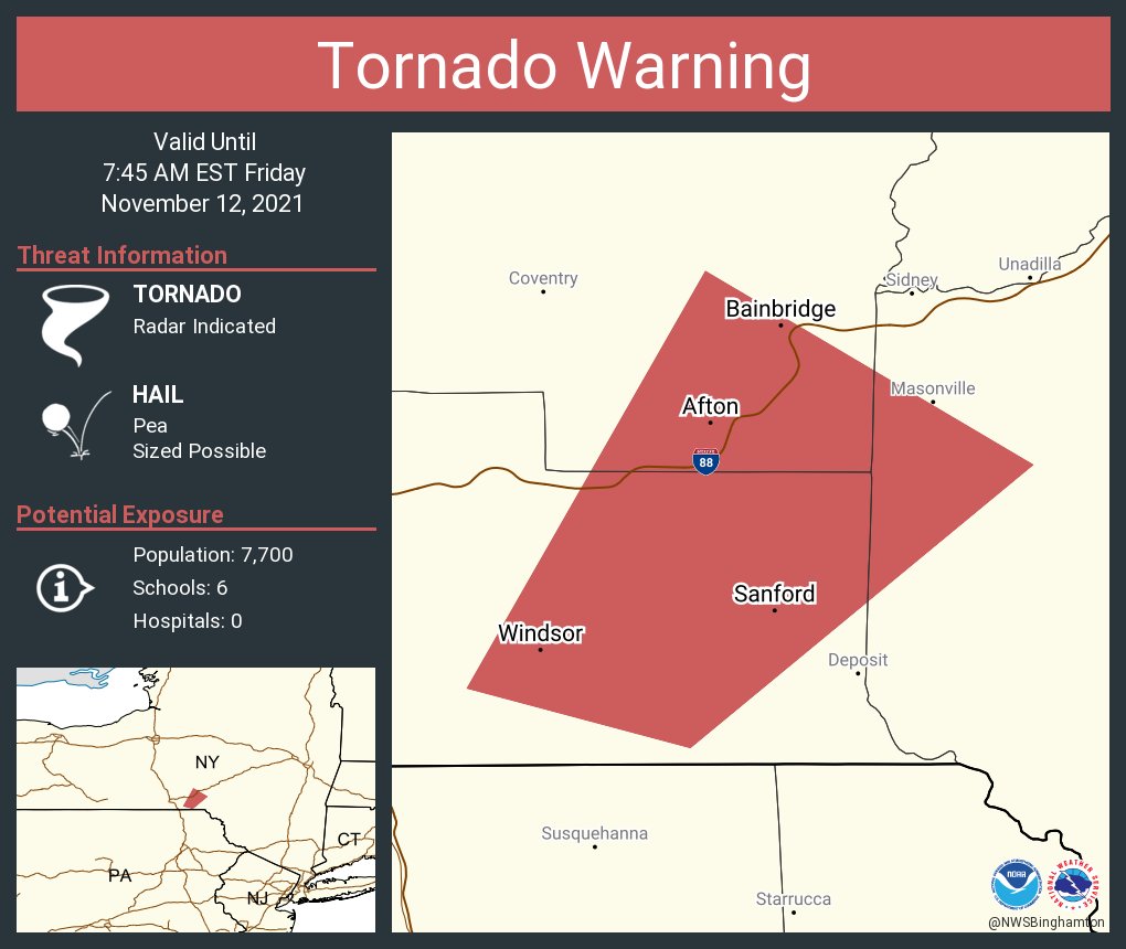 NWS Binghamton on Twitter "Tornado Warning continues for Bainbridge NY