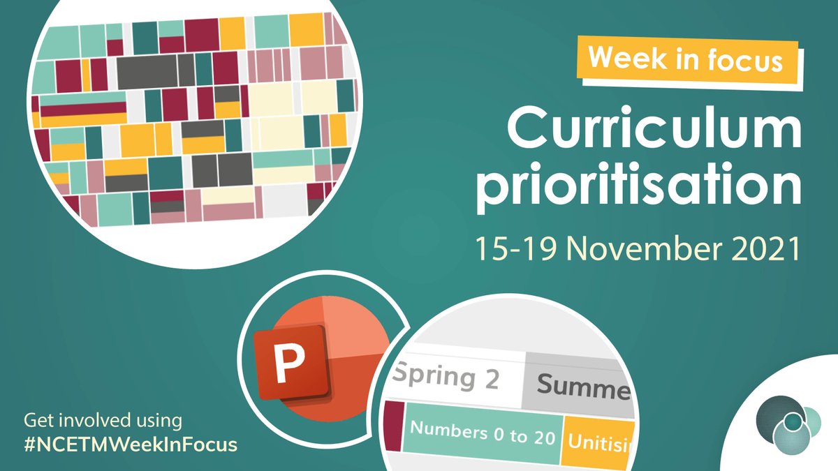 NCETM's tweet photo. If you haven’t yet got your head around the NCETM Curriculum Prioritisation mappings and classroom resources, next week we'll be focusing on a different aspect each day to help familiarise you https://t.co/poaEFgrYwh #NCETMWeekInFocus 📅🔎 https://t.co/DYNn6PBfx1