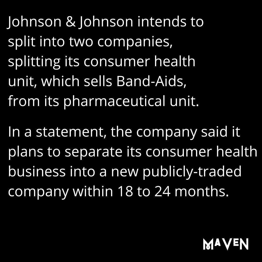 mavenecomm's tweet photo. Why Johnson &amp; Johnson plans to split into two companies?

#mavenecomm #ecommerce #johnsonandjohnson #onlinemarketing #BusinessNews #onlinemarketplace https://t.co/aBQFclgUZV