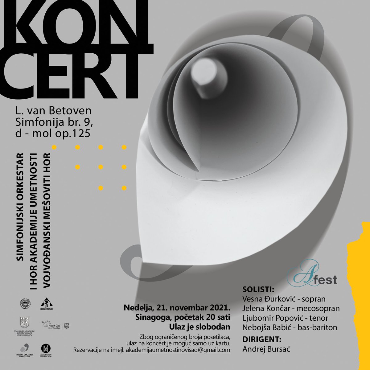 Koncert Simfonijskog orkestra Akademije umetnosti! 21. novembar 2021. Novosadska sinagoga u 20h! 
#akademijaumetnostinovisad
