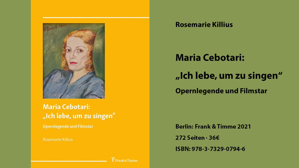 Singen war für Maria Cebotari Trost und Lebenskraft. Unsere Autorin Rosemarie Killius gibt tiefe Einblicke in das viel zu kurze Leben der hochtalentierten Primadonna und Schauspielerin. 
frank-timme.de/verlag/verlags…
