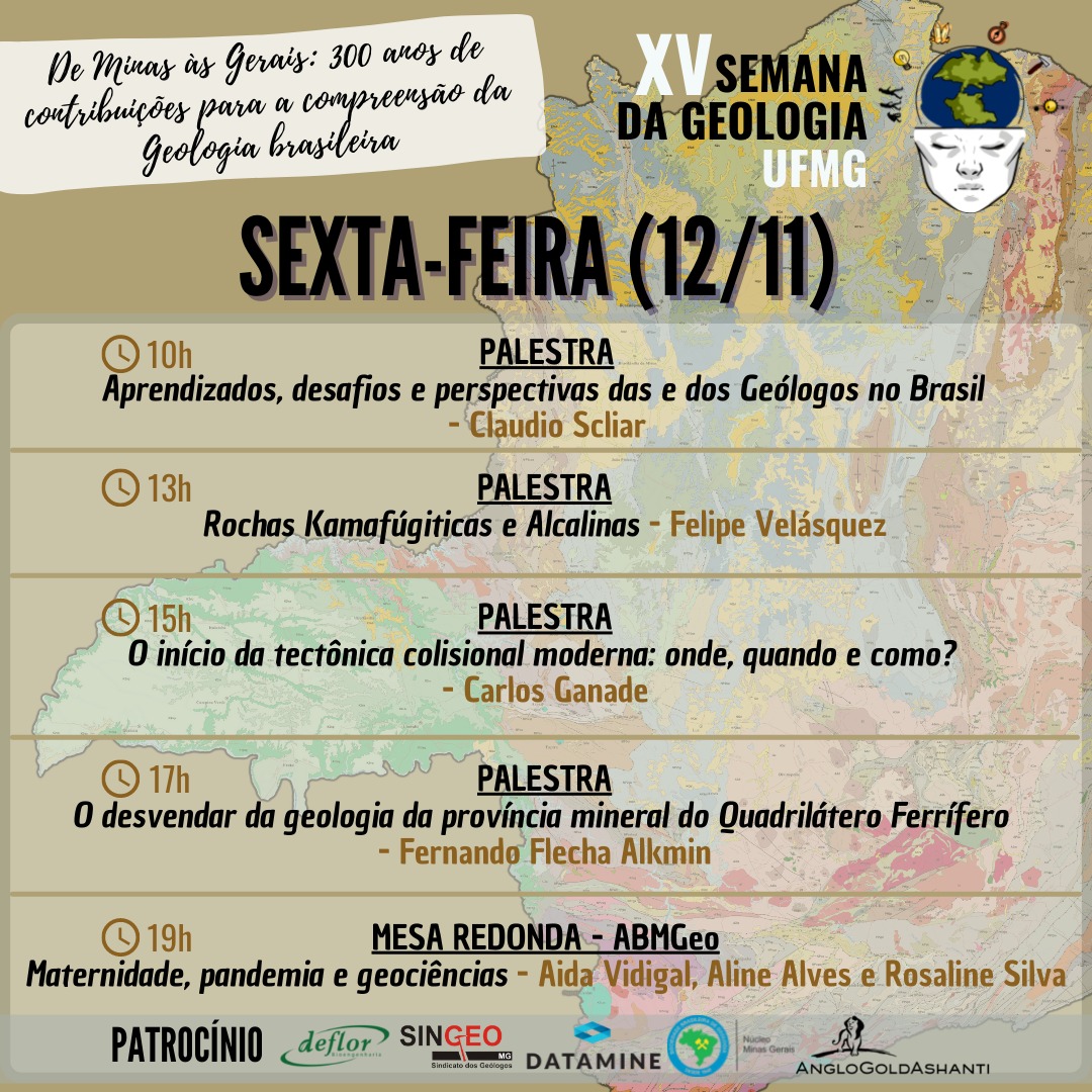 sgufmg's tweet photo. Atrações da Sexta da XV Semana da #Geologia da #UFMG

Inscrições no Sympla: https://t.co/dHDZ7TCKz9

Transmissões pelo Youtube: https://t.co/OESo9Jo2nq

#paleontologia #geografia #engenhariacivil #engenhariageológica #engenhariademinas #engenhariaambiental #geociencias #sgufmg https://t.co/sbCTNMNB3I