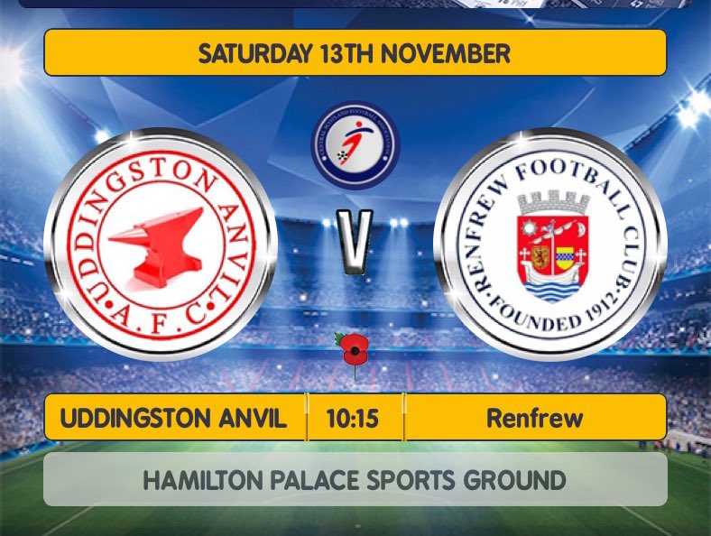 Renfrewfc2004's tweet photo. Renfrew are Back in action Saturday morning at 10:15 ⏰ 

Opponents are @AnvilVilla in the central league division A

Game is being played at Hamilton palace sports ground.

Supporters are welcome to watch what should be a great encounter.

Mon The Frew 🔵⚪️ https://t.co/ohPJTAvvYD