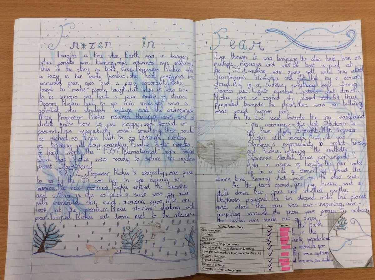 mabsy6a's tweet photo. Year Six and Year 4 came together to share their last piece of writing with each other. Y6 enjoyed reading their sci-fi stories aloud to an audience! 📖 https://t.co/RtpWXBeZXr