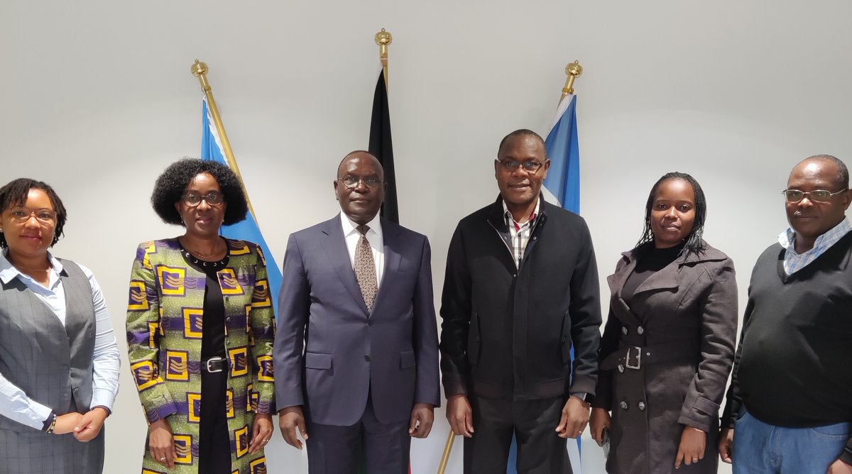 KenyaMissionUNG's tweet photo. H.E Amb. Mailu this morning congratulated Dr. Allan Azegele upon his election as Vice-Chairperson of the FAO/WHO Codex Alimentarius Commission on food safety and quality standards #CodexCAC44 @FAOWHOCodex @ForeignOfficeKE @KEBS_ke https://t.co/JmAss5UyR0