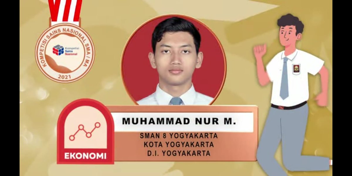 PakciDelayota's tweet photo. Selamat kepada M. Hafidz &amp; M. Nur Maulana dalam KSN 2021 bidang Fisika dan Ekonomi mendapatkan medali perunggu.
#delayota #sman8yk #sman8jogja #KSN2021 #pakcijaya https://t.co/6ankOkfHdY