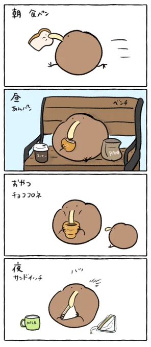 今日は毎食パンだった事に気づいたキーウィ 