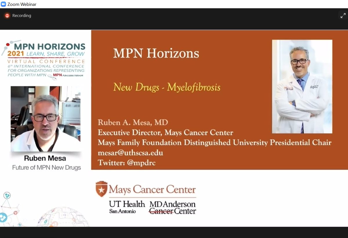 Medical Session #1 at #MPNHZ21  
<a href="/mpdrc/">Ruben A. Mesa, MD</a> is speaking about the Future of MPN New Drugs.
mpnhz21.cme-congresses.com #MPN