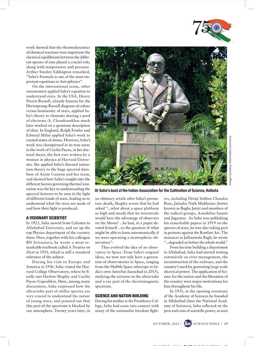 ScienceIndia_'s tweet photo. "In the true spirit of his times, Meghnad Saha was a lifelong advocate of applying S&amp;T to build a young nation and solve its multifarious problems "
Read 'The Scientist as a Nation Builder' by Dr Somak Raychaudhury @somakrc 
@IndiaDST @Vibha_India 
#ScienceForSwatantrata #SwAM75 https://t.co/r2kDkHgi4H