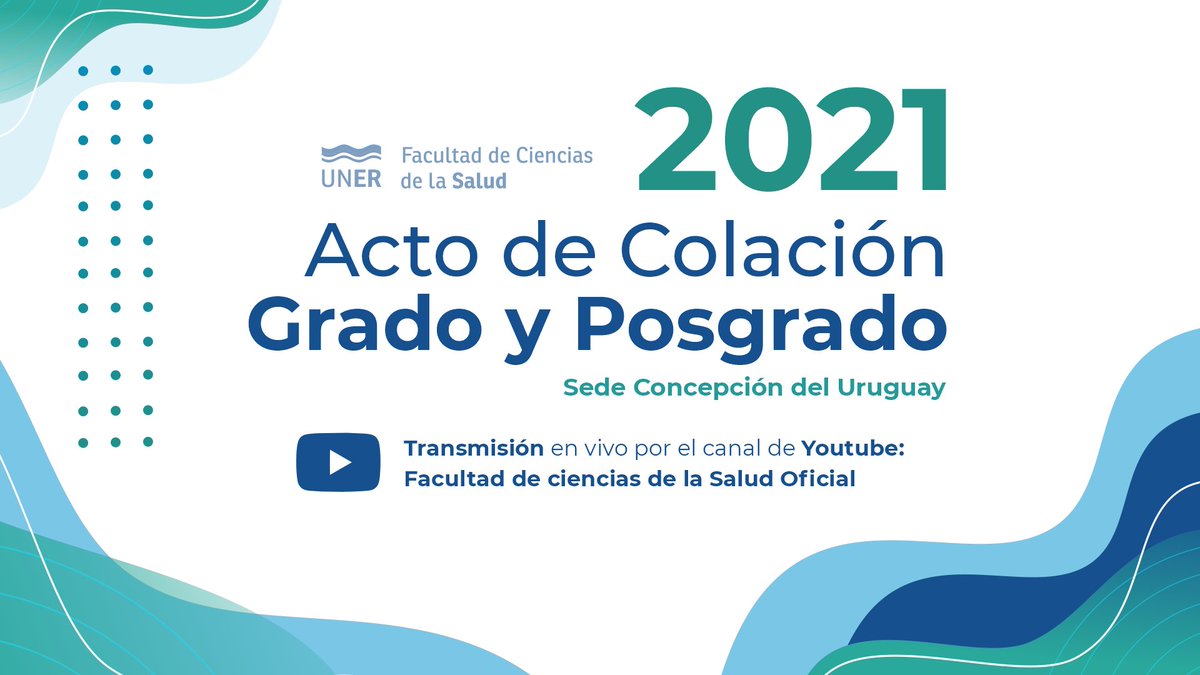 FCSUNER's tweet photo. 🎓Acto de Colación de Grado y Posgrado de la Facultad de Ciencias de la Salud 2021

▶️Hoy 20hs por el canal de Youtube Facultad de Ciencias de la Salud Oficial 

👉https://t.co/uP46Vhmgtc https://t.co/PwwyXCffqv