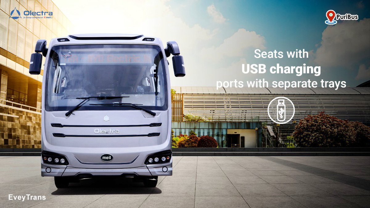 OlectraOfficial's tweet photo. #PuriBus has built-in #USB chargers for each seat, ensuring a full charge and entertainment-filled ride. https://t.co/tRZ9s6OjKt