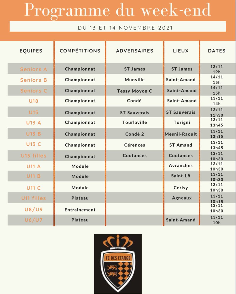 ⚽️PROGRAMME DU WEEK-END⚽️