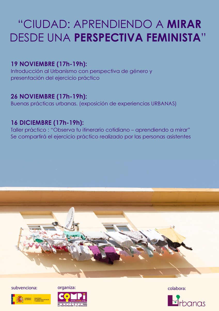CoordinaCOMPI's tweet photo. CURSO "CIUDAD: APRENDIENDO A MIRAR DESDE UNA PERSPECTIVA FEMINISTA" https://t.co/gal5B0bVTV