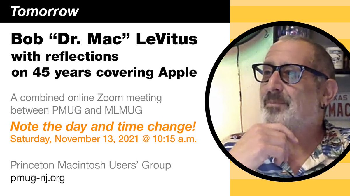 pmugnj's tweet photo. Join us tomorrow morning when Mac author and tech columnist @LeVitus discusses 45 years of covering Apple. This will be a combined PMUG/MLMUG presentation. Non-member โseatsโ available. https://t.co/yIGEtEoAJK #techcolumnist #apple #zoommeeting https://t.co/ZuNOnLnCem