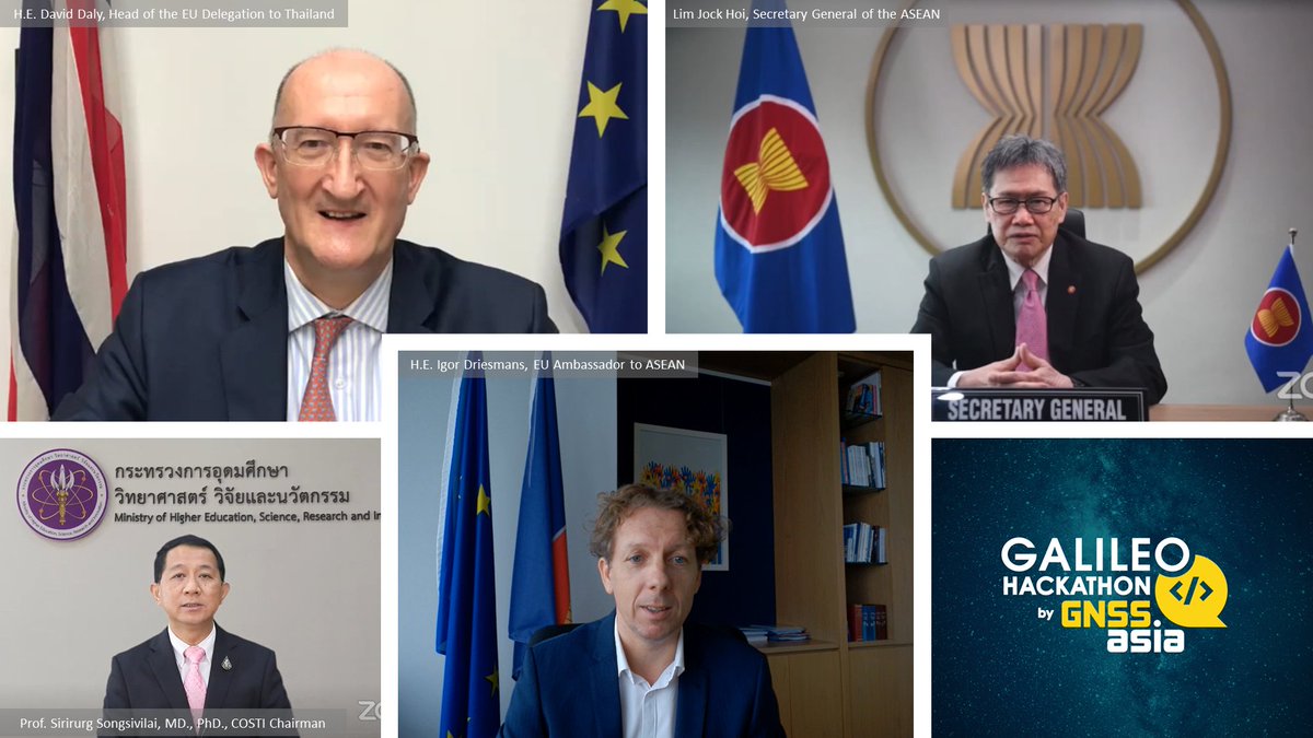 GNSSasia's tweet photo. Today the #GalileoHackathons🛰️ were opened with a ceremony featuring a distinguished panel of speakers @EUAmbASEAN, @DavidDalyEU, SG of @ASEAN and Chairman of #COSTI. 

2⃣3⃣1⃣ Hackers from #ASEAN will develop solutions using #Galileo and #EUSpace🚀 https://t.co/W2aRpCdNUf