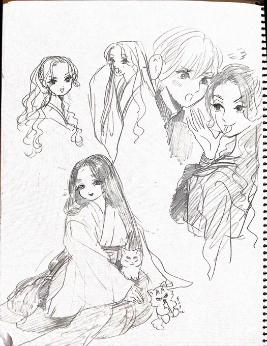 寝る前に女の子描いて遊ぶ 