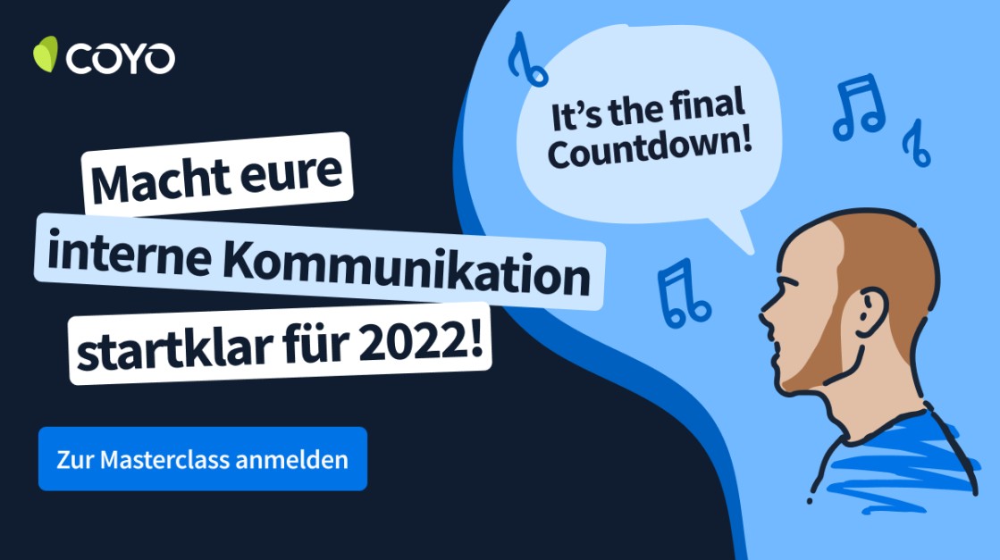 Gemeinsam werden Kevin Hähnlein (COYO) und Ricardo Thiele (<a href="/Kronsteg/">Kronsteg</a>) euch in dieser digitalen Masterclass am 19.11. am Best-Practice-Beispiel von <a href="/fitbox_EMS/">fitbox Fitnessstudio</a> zeigen, wie man es in 4 Wochen zum Go-live eines Social Intranets schafft. 👉 Sei dabei: bit.ly/3quLvIo