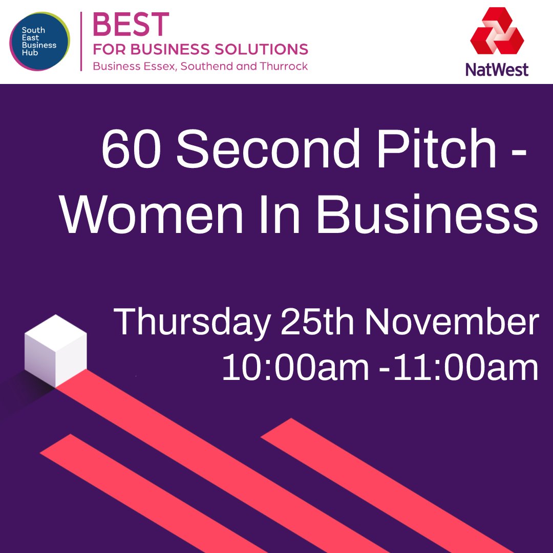 BESTGrowthHub's tweet photo. Calling all female entrepreneurs 📣
The BEST Growth Hub and @NatWestBusiness bring you, 60 Second Pitch – Women in Business!
Sign up here: https://t.co/BdOmQ5lNjU
#BESTGrowthHub #NatWest #event #signup #now #free #webinar https://t.co/1QKTaf2SO8