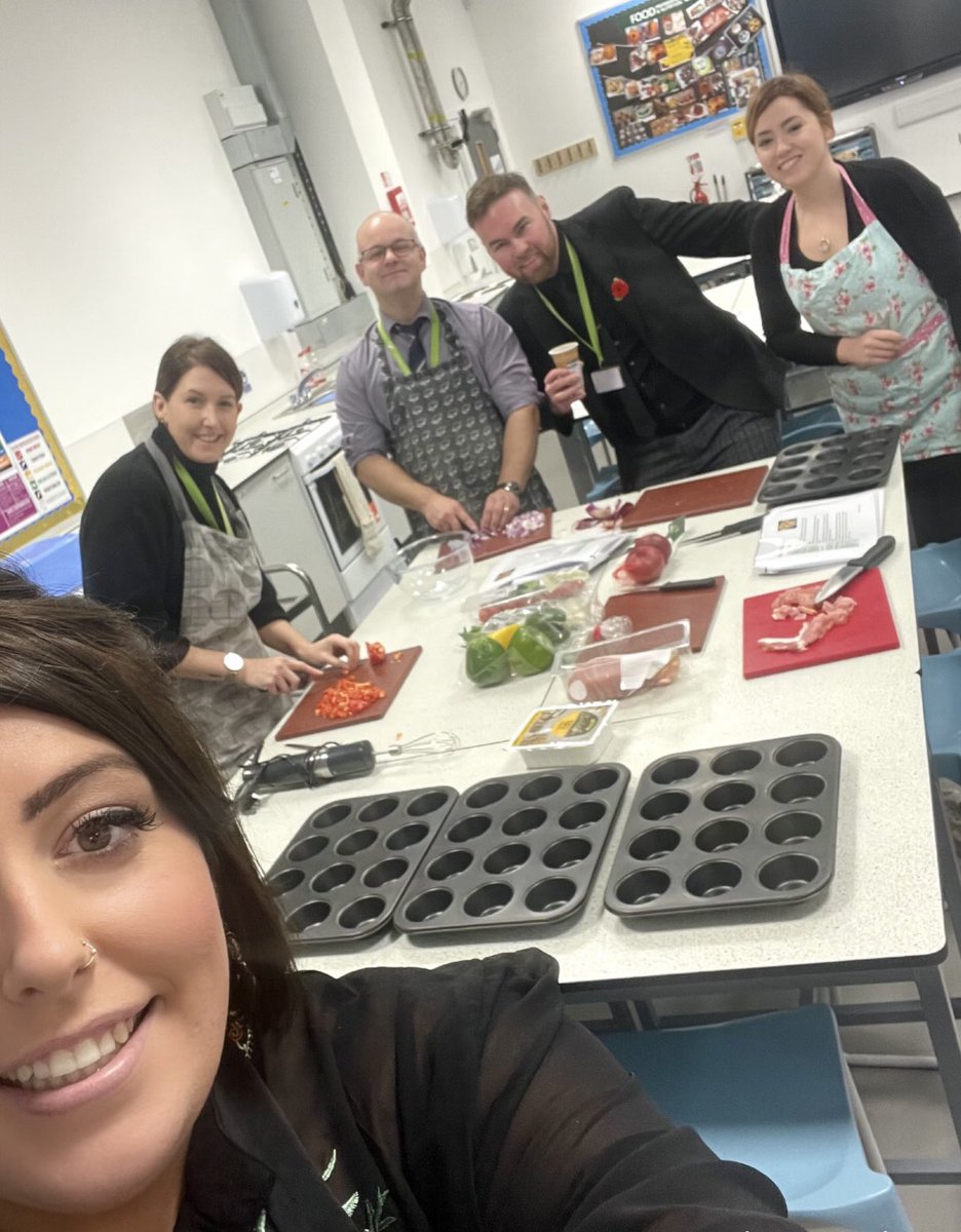 TeacherSimo's tweet photo. Crustless Quiche Recipe practising with the best team!! #DT #DTCMA #FoodTech #cpdtime #quichecpd #lovelearning @stuart_carroll1 https://t.co/2Aad4aAglM