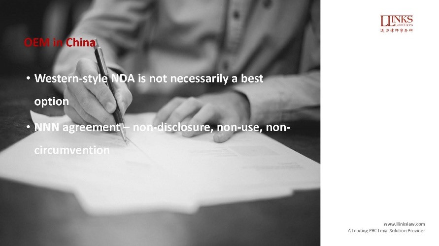 Think twice before entering into an #NDA with your #OEM partner, as they probably have no interest in disclosing your #tradesecrets. An #NNN agreement may be a better choice. Chat with us: calendly.com/llinksryu/15min or read more: bit.ly/3h0Snrw.
