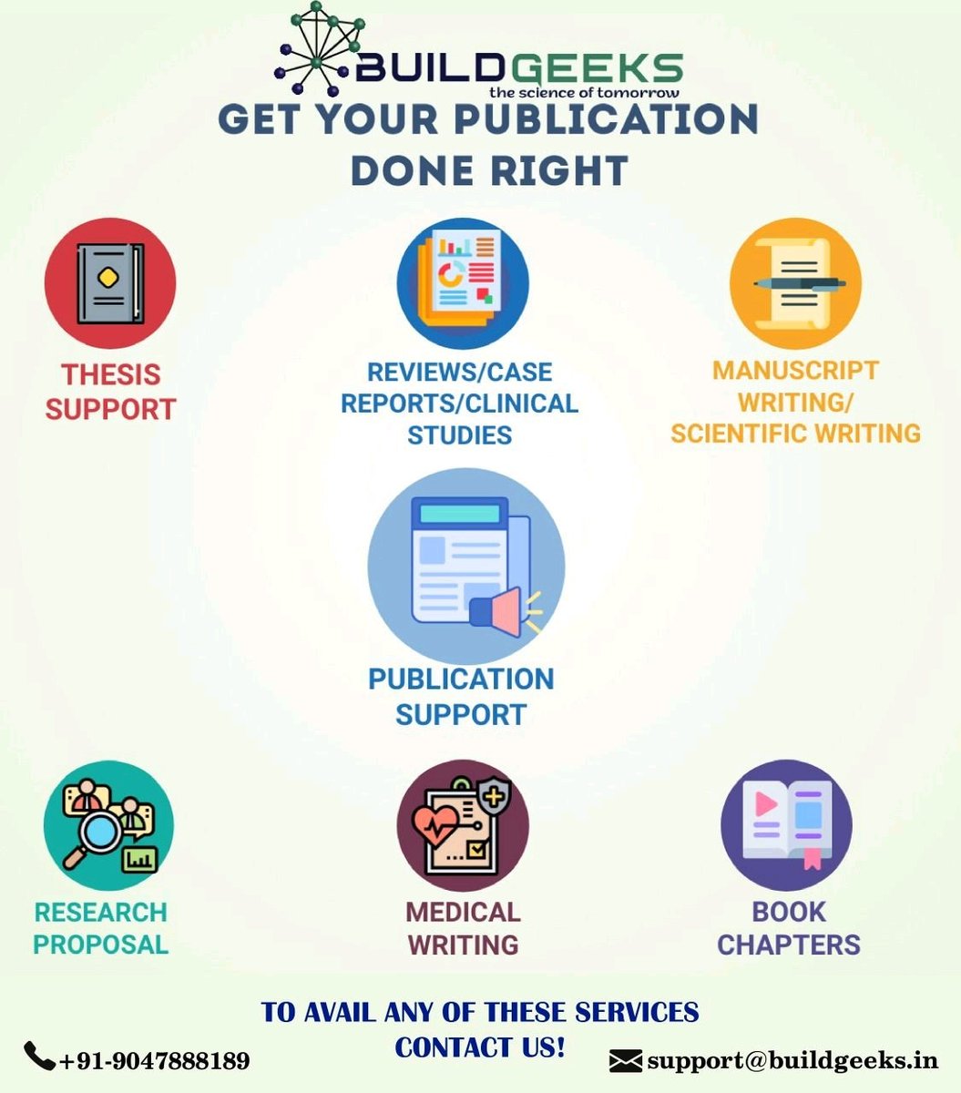 buildgeeks2020's tweet photo. To avail of any of these services contact us:
Call/Whatsapp: +91 90478 88189
Email: support@buildgeeks.in

#publication #research #researchpaper #reviewarticle #services #bioinformatics #statisticalanalysis #bookchapters #manuscriptwriting #manuscript #thesiswriting #thesis https://t.co/tnd3xQH5hF