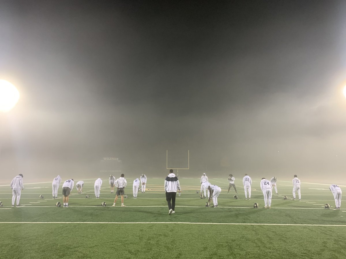 CoachCJoiner's tweet photo. A little fog rolling over Charles Family Field this morning. @WhitefieldFBall https://t.co/pinRxAr79q