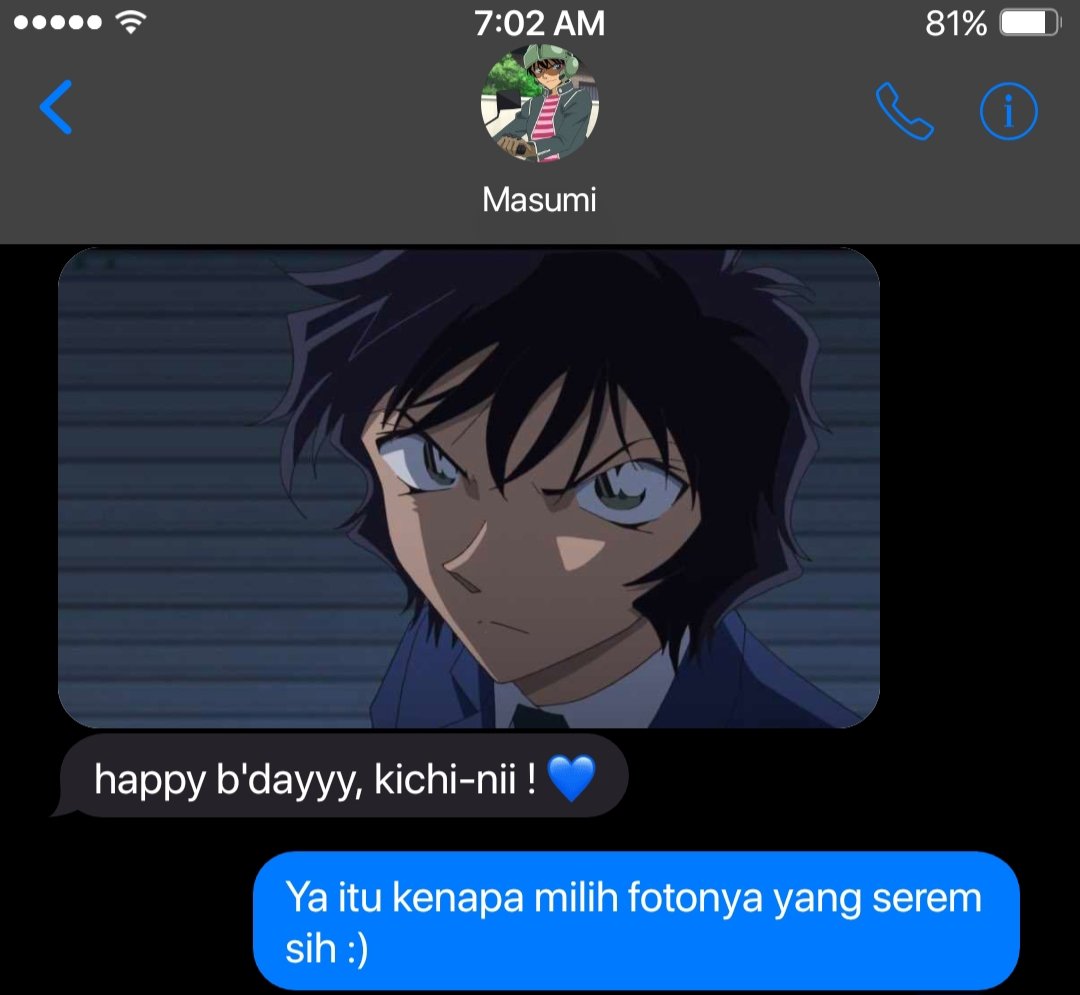akairiffle's tweet photo. ➳ detective conan group chat au ! 💬

## Shukichi's Birthday Dining - Planning ✎ https://t.co/IEvWIvN0uG