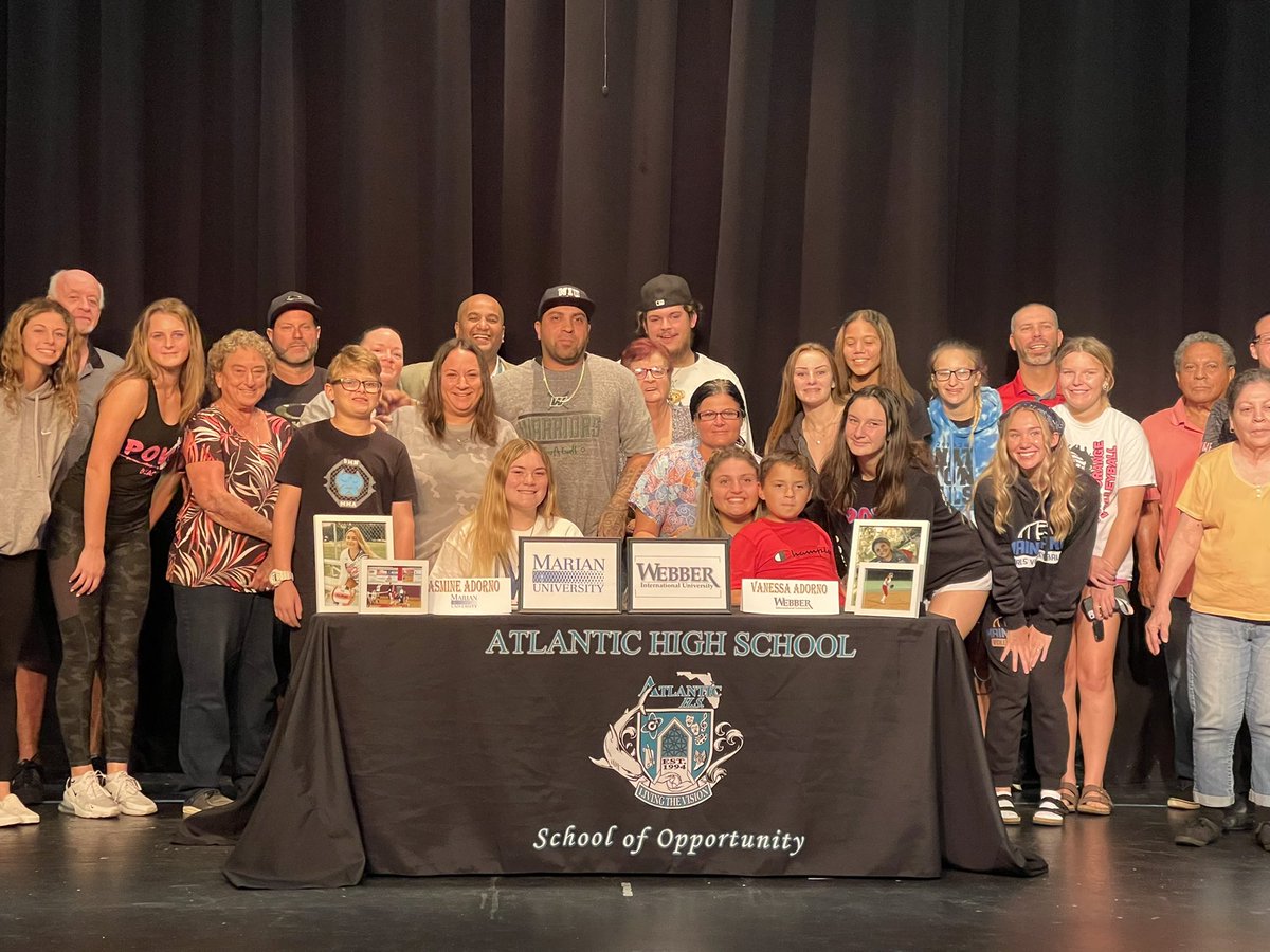 Atlantic HS Sharks Athletics (@ahssharkssports) on Twitter photo Congratulations to Jasmine & Vanessa Adorno for committing to continuing your athletics & academics at the next level! Jasmine - volleyball at Marian University & Vanessa - softball at Webber International University 🦈🏐🥎 #NationalSigningDay <a href="/DBNJSports/">DBNJ Sports</a> <a href="/Watson_VCS/">Jason Watson</a> <a href="/SharksAHS/">Atlantic High School</a> Congratulations to Jasmine & Vanessa Adorno for committing to continuing your athletics & academics at the next level! Jasmine - volleyball at Marian University & Vanessa - softball at Webber International University 🦈🏐🥎 #NationalSigningDay <a href="/DBNJSports/">DBNJ Sports</a> <a href="/Watson_VCS/">Jason Watson</a> <a href="/SharksAHS/">Atlantic High School</a>