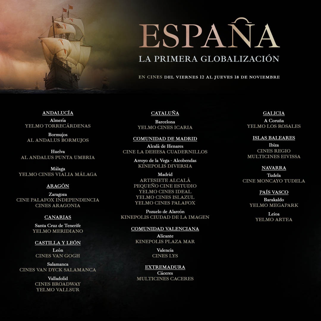 Amigos:

40.000 espectadores, 5a semana en cines.

Aún hay oportunidad de ver @1aGlobalizacion en la gran pantalla. No la pierdan, que estamos a un puñado de entradas del n°1: primeraglobalizacion.es/listado-de-cin…

Buen fin de semana.