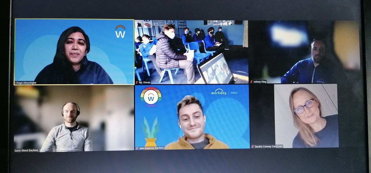 Business_Dept's tweet photo. Engaging session as always with our Business in the Community partner @workday in conjunction with @BITCIreland. Lots of advice about different career paths &amp; sharing life experiences. Thanks to Gavin, Chaga, Johnny &amp; Jake #ourschoolourcommunity #wdaylife #workday @StVincentsd11 https://t.co/jg9dJfsjps