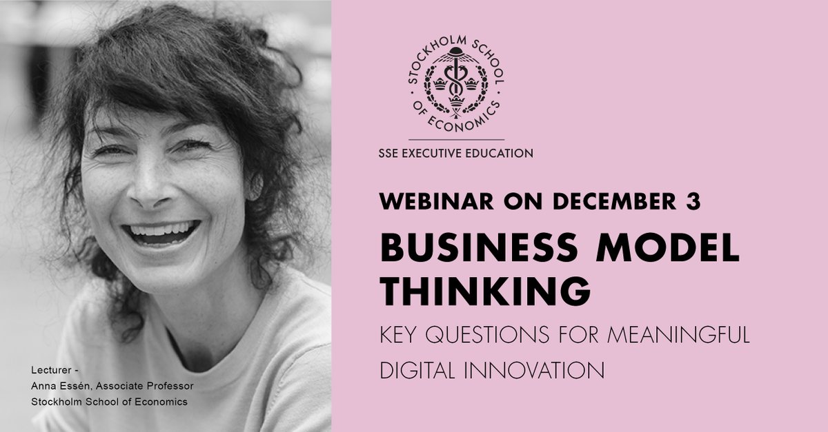 ExEdSSE's tweet photo. Welcome to the webinar "Business model thinking - Key questions for meaningful digital innovation" on Friday December 3! 

Sign up here: https://t.co/mWiktK3i0C https://t.co/DzSViqbAx2