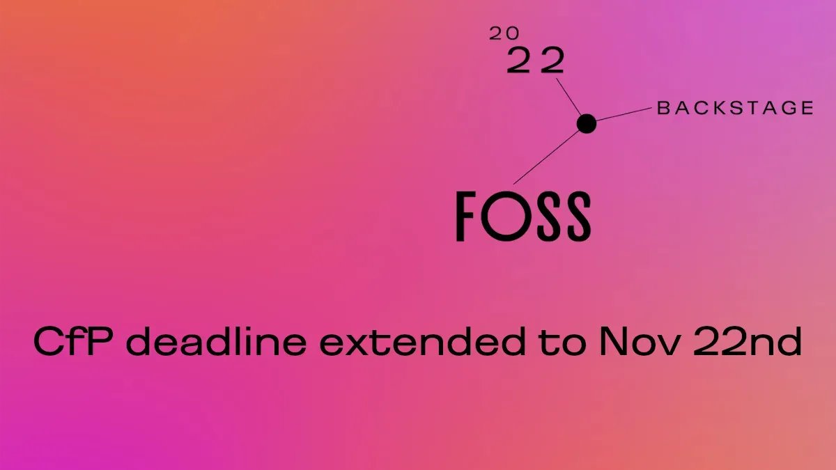 We have extended the #FOSSBack Call for participation by one week! You now have until the end of November 22nd to submit your ideas. Find out more about our CfP and take part here: foss-backstage.de/news/call-part…