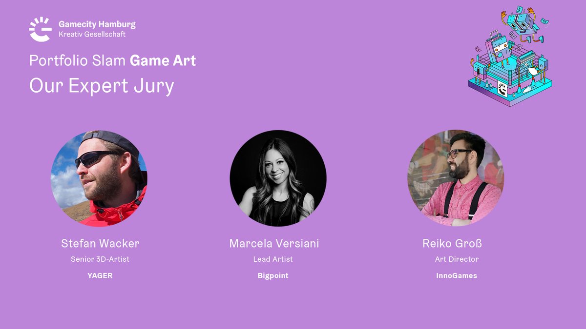 Gamecity Hamburg (@gamecityhamburg) on Twitter photo We can announce this year's Portfolio Slam Game Art Jury on Dec 14: Marcela <a href="/Bigpoint/">Bigpoint</a>, Stefan <a href="/YAGERdev/">YAGER</a>,  Reiko <a href="/innogames/">InnoGames</a> 🥰
Submit your application, join us live at <a href="/designxport/">Designxport</a>  on December 14, for feedback on your game art portfolios! Apply: airtable.com/shrArIpzNDz3Nx… #GameArt We can announce this year's Portfolio Slam Game Art Jury on Dec 14: Marcela <a href="/Bigpoint/">Bigpoint</a>, Stefan <a href="/YAGERdev/">YAGER</a>,  Reiko <a href="/innogames/">InnoGames</a> 🥰
Submit your application, join us live at <a href="/designxport/">Designxport</a>  on December 14, for feedback on your game art portfolios! Apply: airtable.com/shrArIpzNDz3Nx… #GameArt