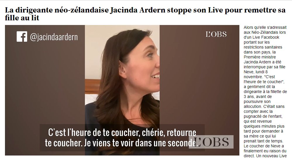 laCOMenchantier's tweet photo. #ComPol. "C'est l'heure de te coucher ma chérie". @jacindaardern, Première ministre Néo-Zélandaise, arrête son live pour remettre sa fille au lit. Un modèle de dirigeant politique, de femme politique et une mise en lumière de son #éthos.

➜ https://t.co/MQTjzPmKDv

#rhétorique https://t.co/ExmKakxaeX