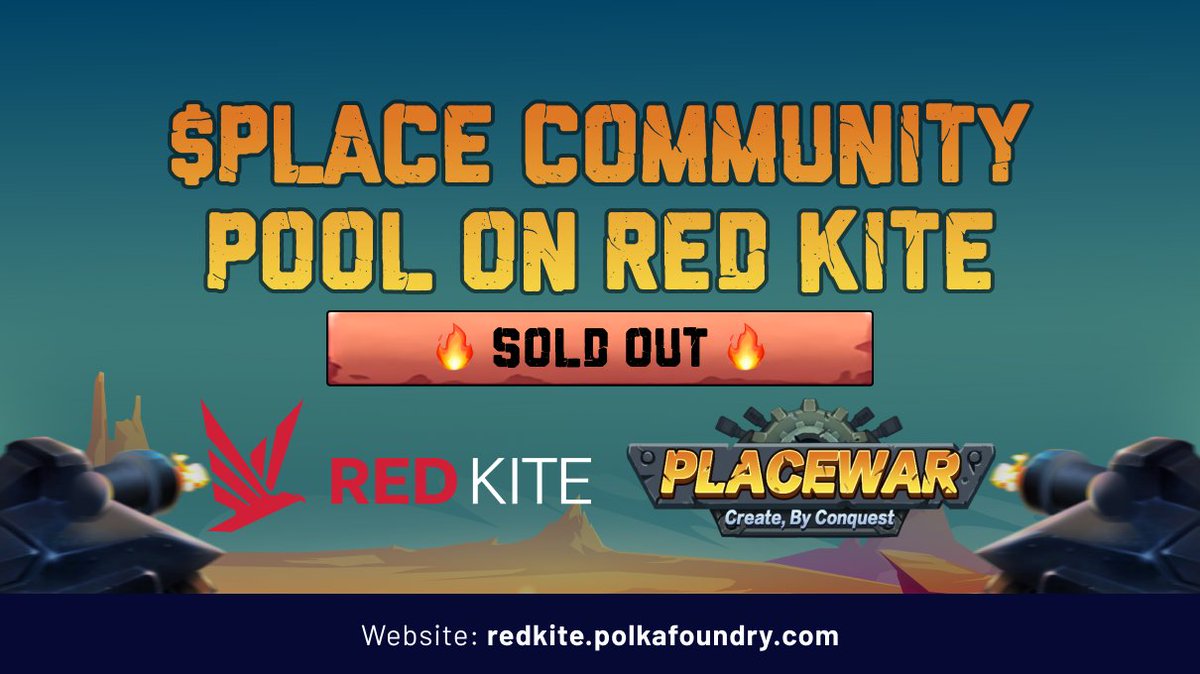 💯Congratulations @placewar_game team! $PLACE Community Pool is sold out🥳

Let’s the excitement go on with our next schedule.
🔺Listing time: 10:30 AM UTC, Nov 13
🔺Claiming time: 11:00 AM UTC, Nov 13

$PKF #RedKite