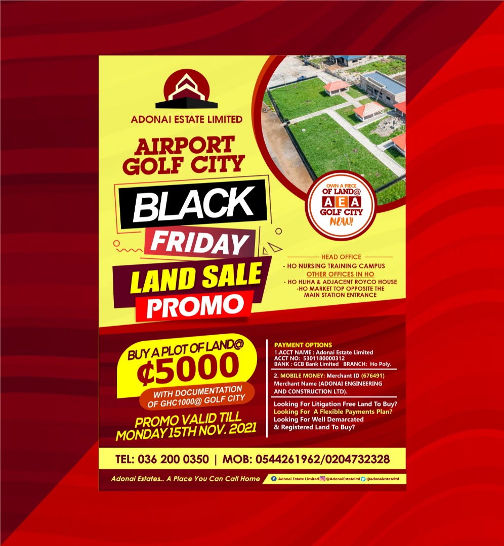 AdonaiEstateltd's tweet photo. Take advantage of our great Friday Offer and own a parcel of land at our Golf City Estate community.  

#RealEstate #Investing #LookingForLand #ghanaland #theadonaipeople #adonailands #voltaregion #voltafair2021 #ᴇxᴘʟᴏʀᴇɢʜᴀɴᴀ #blackfriday2021 #blackfriday https://t.co/QNp4R3mdXZ