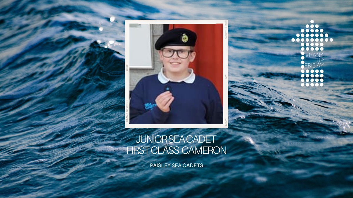 Lowland_RFCA's tweet photo. Congratulations to Junior Sea Cadet First Class Cameron of Paisley Sea Cadets who was promoted earlier this month.
The shining Sea Cadet enters our prize-draw which takes place next week and coincides with the one-year anniversary of #RankUpFriday⬆️! https://t.co/r7cQBG5vbB