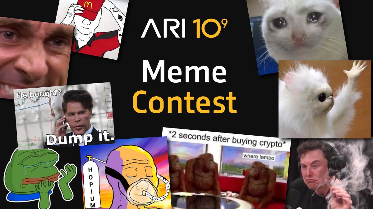 You wanted meme contest? No problem! 🚀🔥 ➡️ follow us on Twitter ➡️  retweet this post ➡️ MAKE THE BEST #Ari10 RELATED MEME You can win: 👉 300  USD in ARI10 tokens