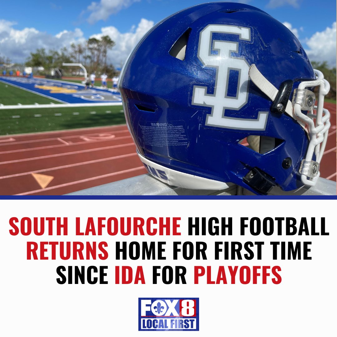 FOX8NOLA's tweet photo. The school sustained damage during Ida and its football team has had to host games in Thibodaux. Tonight, they're back at home!>>https://t.co/EoiFYyEZWX https://t.co/1q3X7yuBmZ