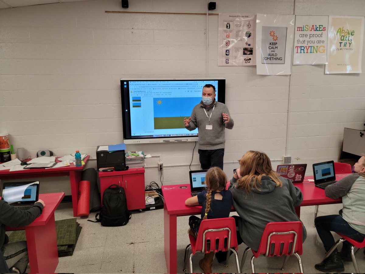 CoachGravesIII's tweet photo. Thank you to @Mr_Durm and @russhockenbury for stopping by yesterday to teach 4th and 5th graders about Digital Music creation using Apple Garage Band and Stop Motion animation using Google Slides.

#JCPSDigin
@JCPSDigIn 
@PrincipalPalme1
@MedoraElem
#Medora https://t.co/bBMs4tIAsz
