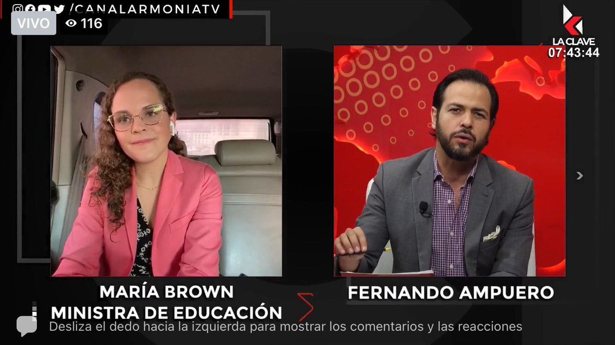 Ministra <a href="/mariabrownp/">María Brown Pérez</a> en entrevista para <a href="/LaClaveNoticias/">La Clave</a> señaló que trabajamos junto a <a href="/Salud_Ec/">Ministerio de Salud Pública 🇪🇨</a> en campañas masivas del #PlanVacunación a estudiantes y familias, para llegar a la inmunidad y contar con un retorno seguro a clases presenciales.

#EncontrémonosPorLaEducación